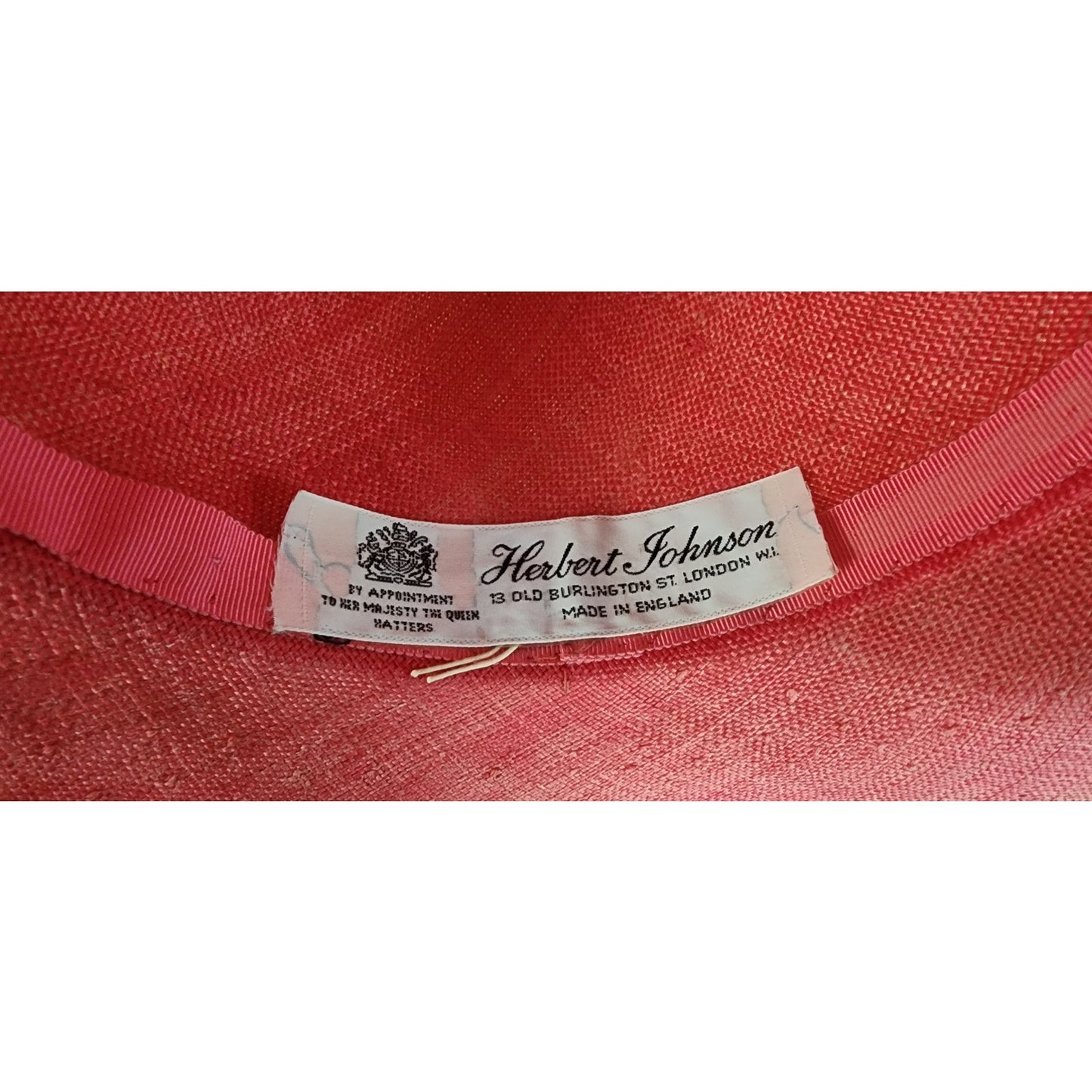 Vintage 90s Herbert Johnson Hat Pink Straw Wide Brim Floral Summer Sunhat