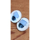 Vintage 60s Enamel Earrings Clips Blue Glass Scandinavian MCM K Denning