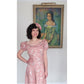 Vintage 30s Vintage Pink Floral Satin Evening Gown Old Hollywood Prom Dress