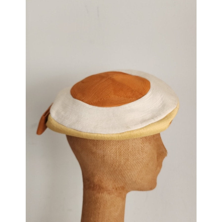 Vintage 60s Beret Hat Jean Barthet France Beige Brown