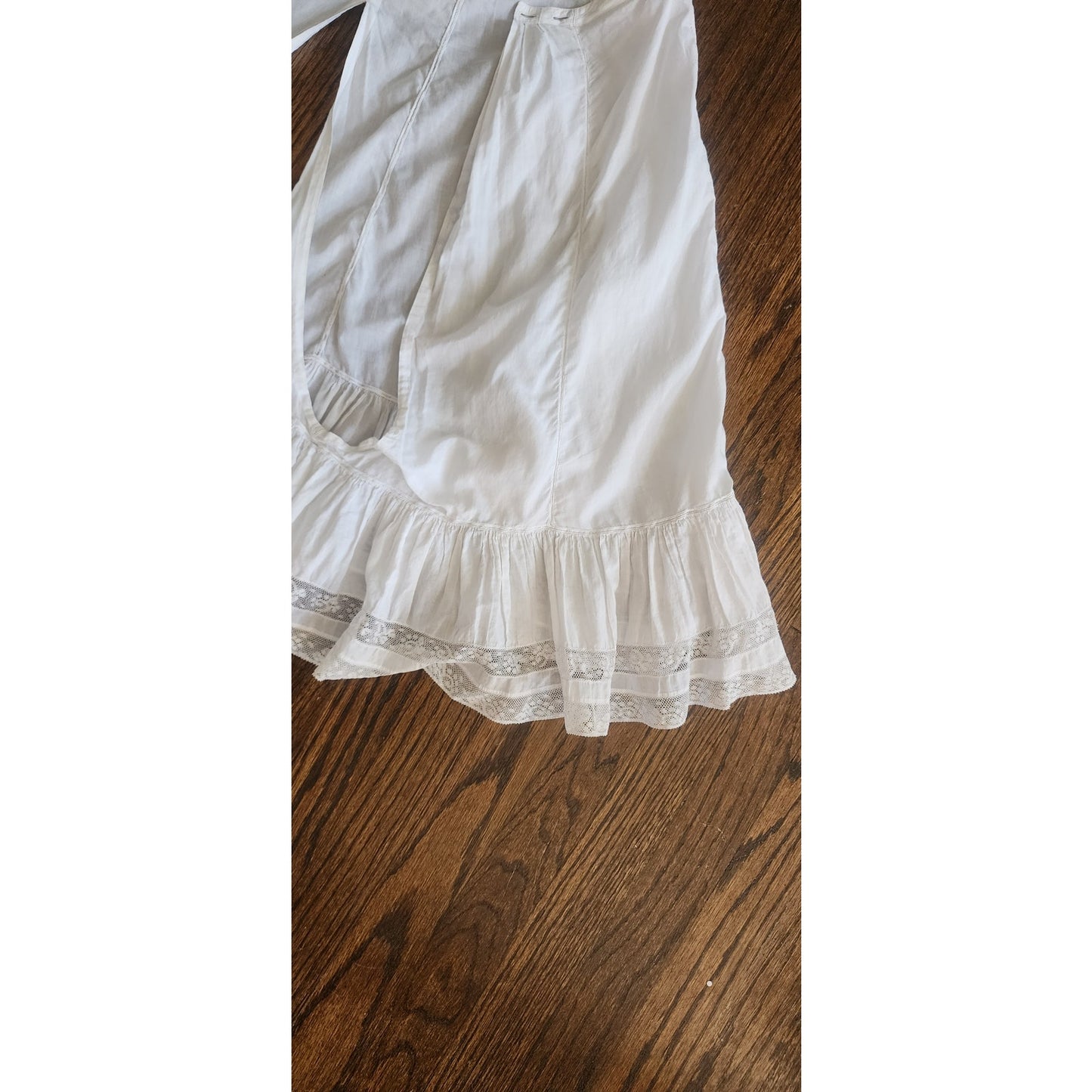 Antique White Cotton Bloomers Underwear Pantaloons Open Crotch Lace Trim