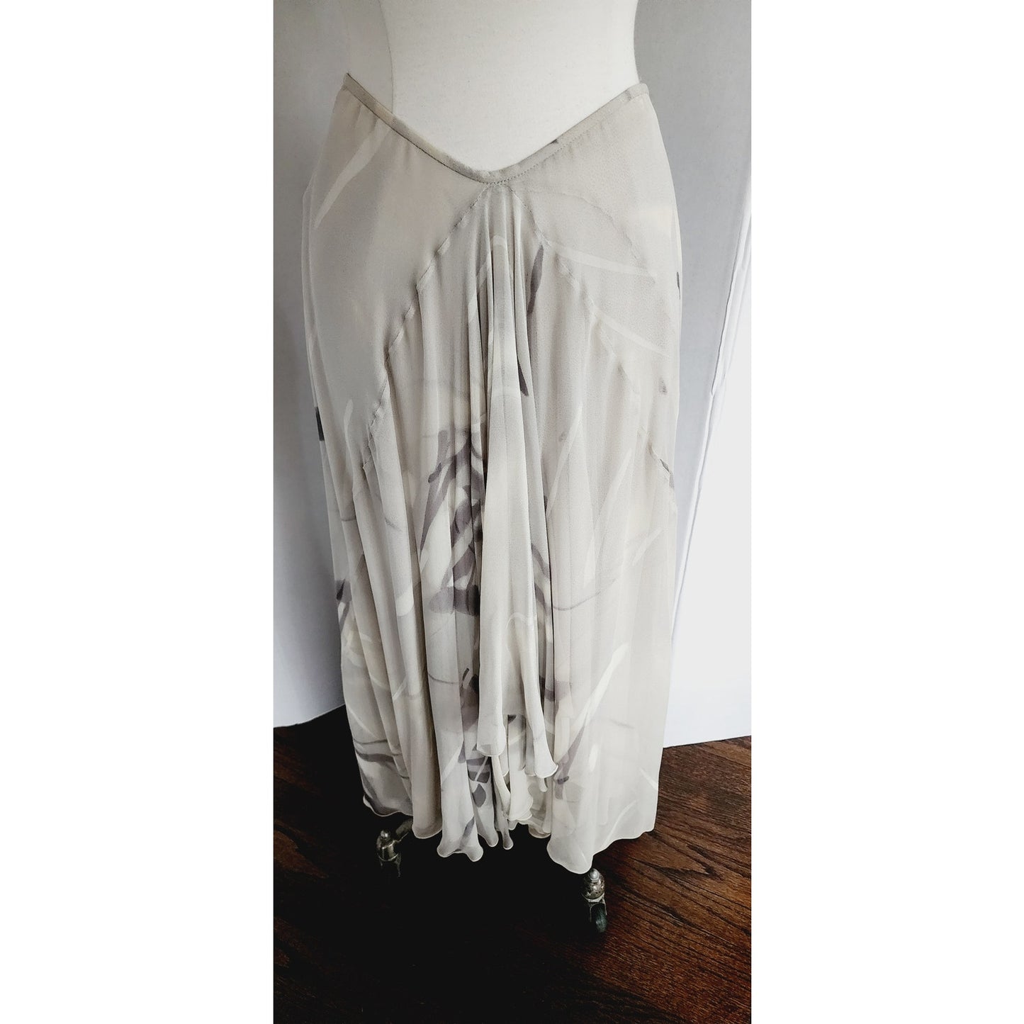 Vintage 2000s Armani Silk Skirt Gray Print