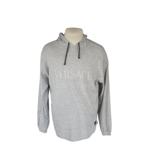 Vintage 90s MENS Versace Jeans Couture Gray Hoodie Long Sleeved Top Shirt XL