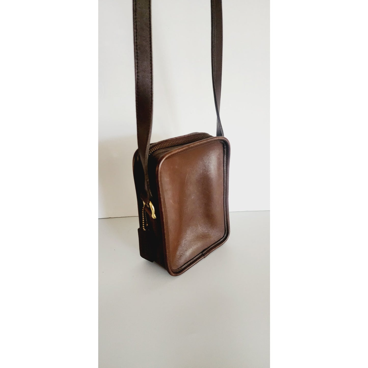 Vintage 90s Coach Bag Kit Camera Brown Leather Crossbody 9973