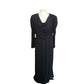 Vintage 1980s Oscar de la Renta Evening Dress Black Liquid Jersey Rhinestones Cowl Neck M