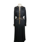 Vintage 1970s Geoffrey Beene Set Black Jersey Blouse Maxi Skirt Gold Trim Boho