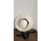 Vintage 90s Linda Campisano Cream Straw Hat Black Sash Tie