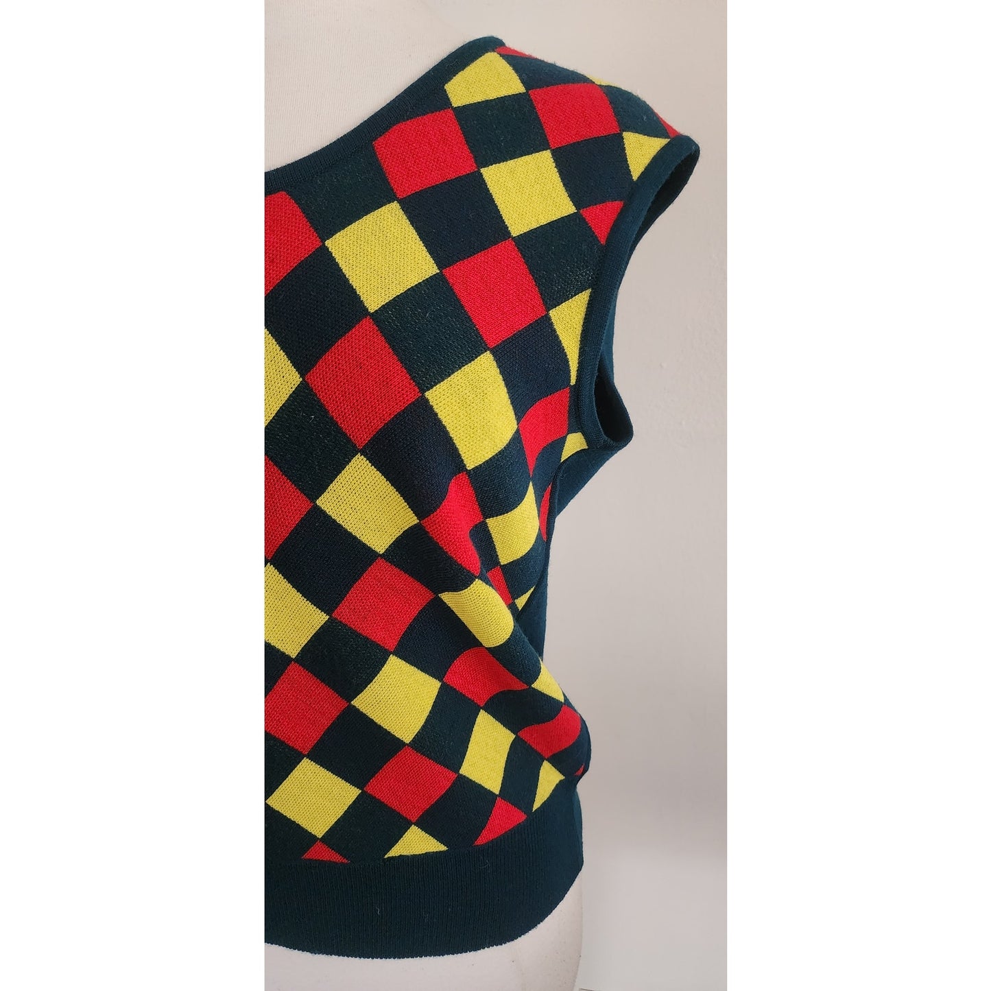 Vintage 70s Argyle Sweater Wool Vest Dark Green Marshall Field & Co Unisex