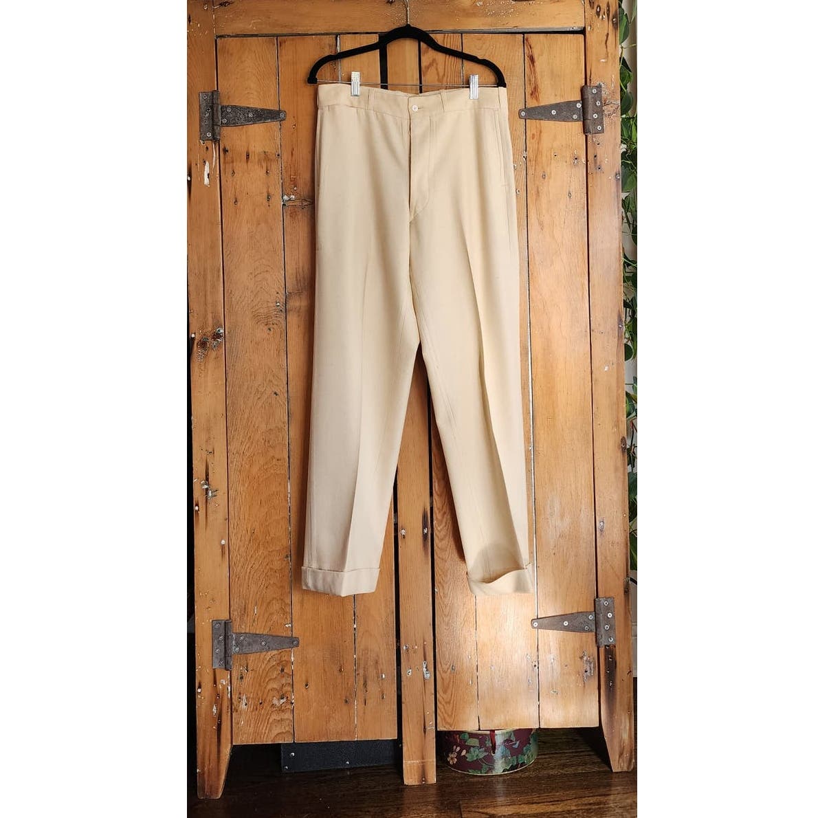 Vintage 30s Mens Pants Slacks Cream Wool 30x30
