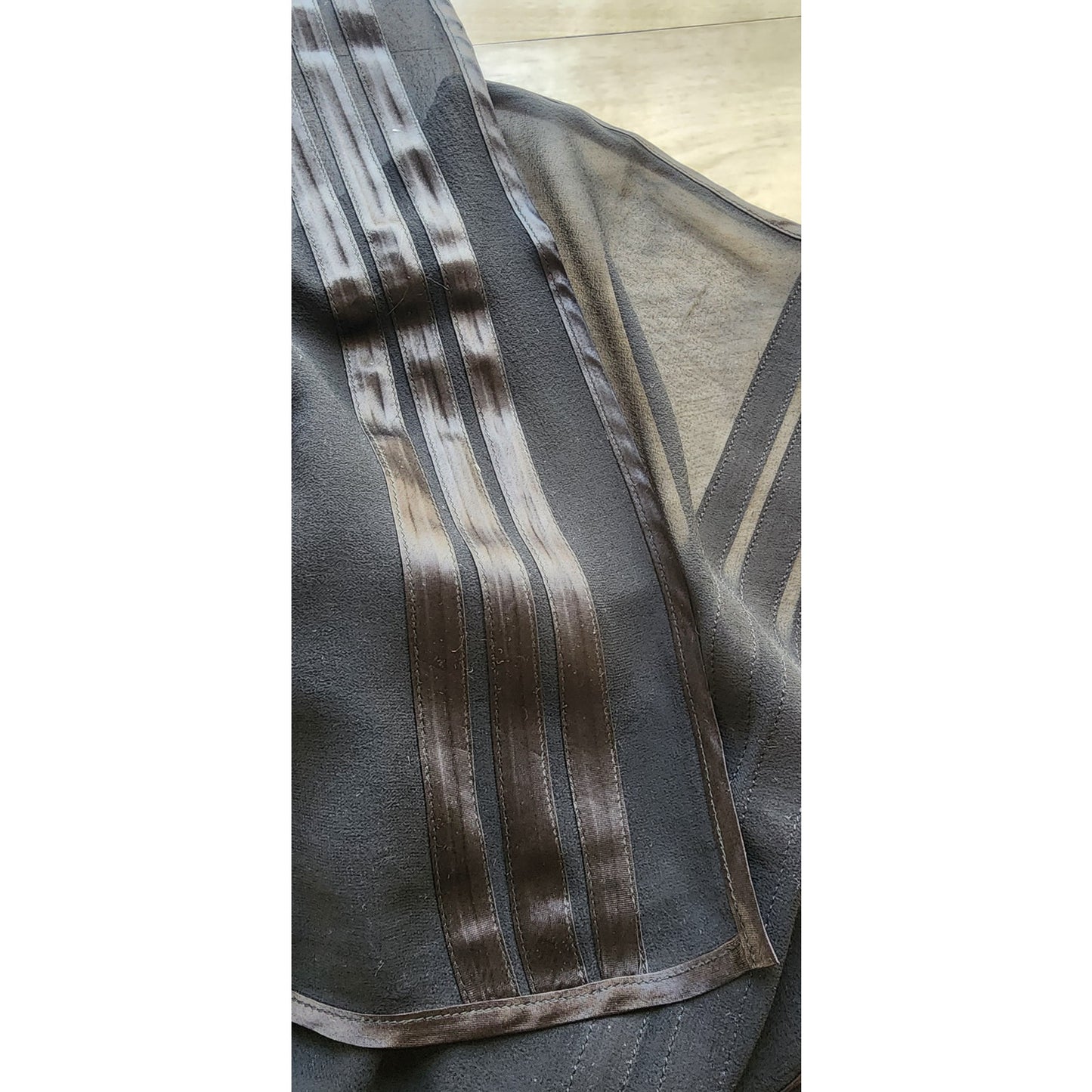 Vintage 90s Armani Collezioni Black Silk Scarf Satin Stripe