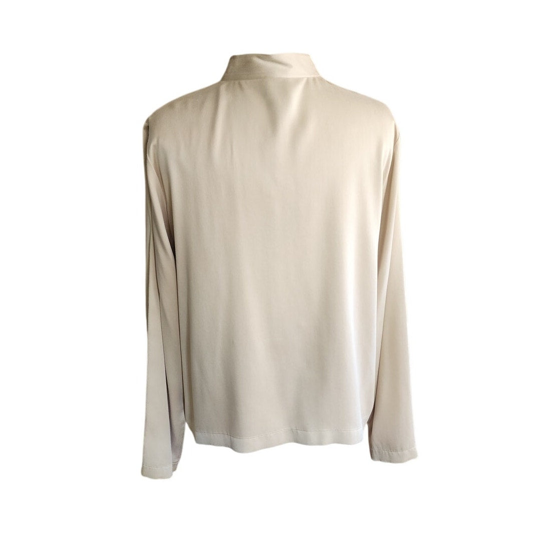 Vintage 90s Eileen Fisher Blouse Beige Silk Long Sleeves