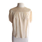 Vintage 40s Cream Silk Blouse Crochet Lace Neckline