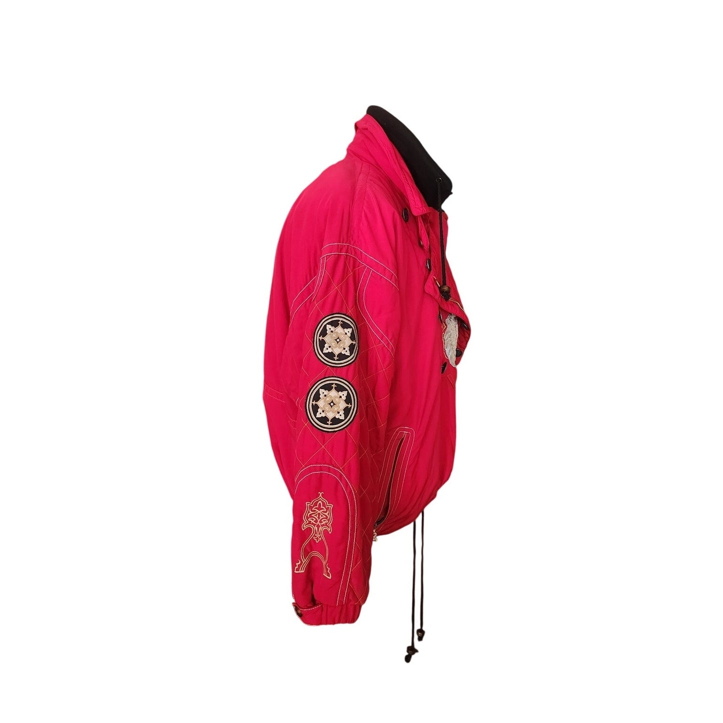 Vintage 1990s Bogner Ski Jacket Goan Thylmann Red Alpine Parka Lion Emblem Fleece Liner