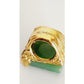 Vintage Yves Saint Laurent Arty Ring Green Aventurine Stone Chunky Gold Base