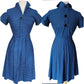 Vintage 50s Glenbury for Huntington Blue Striped Fit & Flare Day Dress