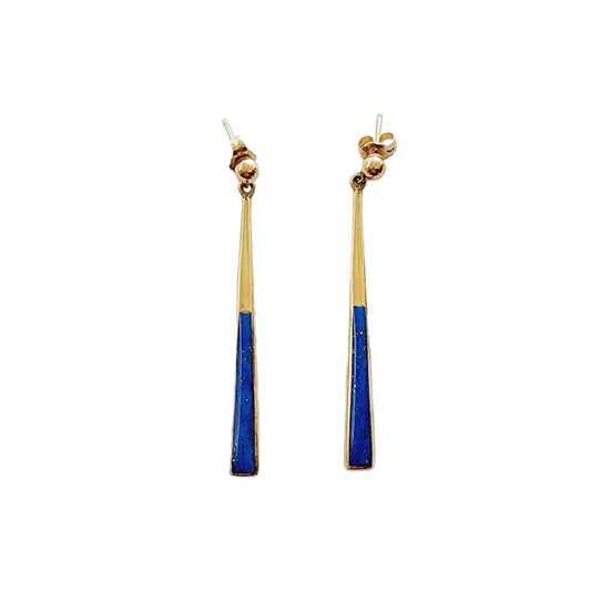 Vintage KBN 14K Gold Dangle Earrings w/Lapis Lazuli