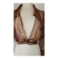 Vintage 90s Sheer Organza Blouse Jacket Copper Brown Sash Tie Belt