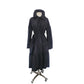 Vintage 2000s Sonia Rykiel Coat Dress / Black Trench Belted Raincoat Ruffled Skirt + Hood / M