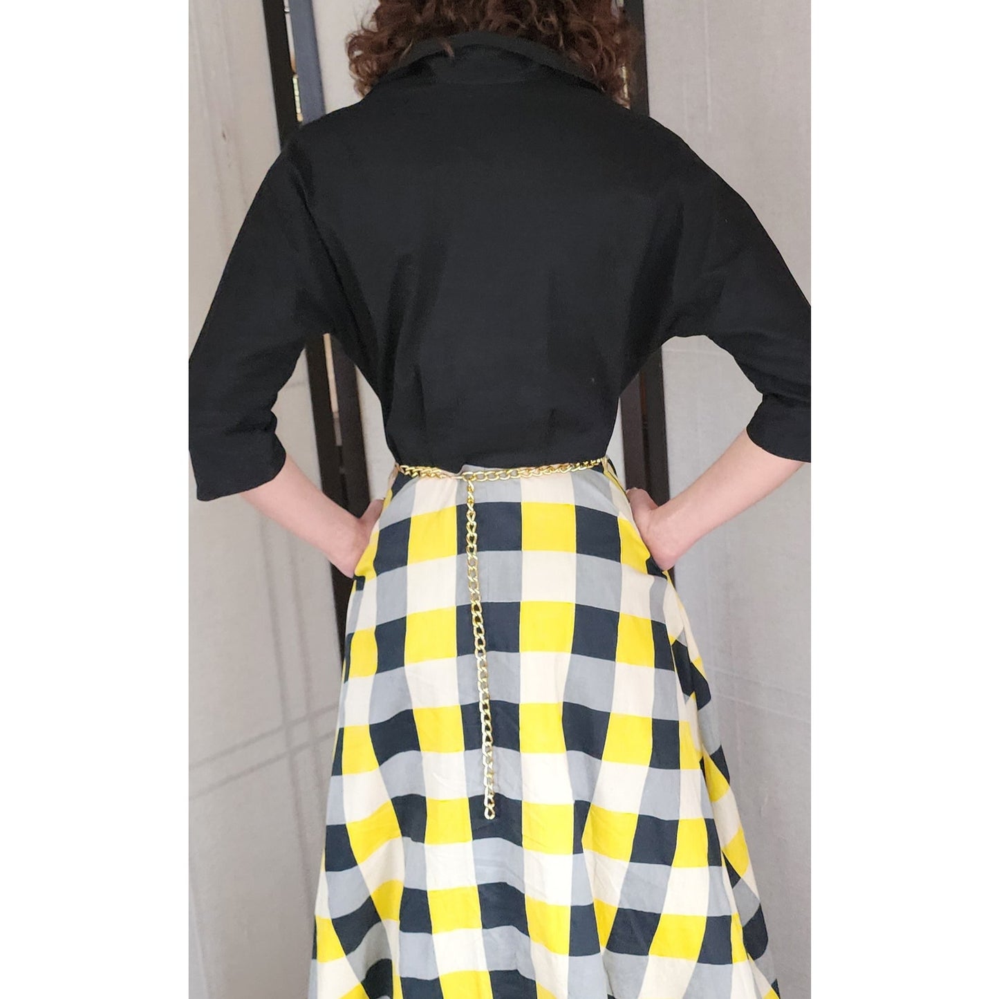 Vintage 40s Black + Yellow Dress Shirtwaist Style by Raymond