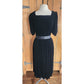 Vintage 80s Black Velvet Party Dress Puffed Sleeves Kappi I Magnin