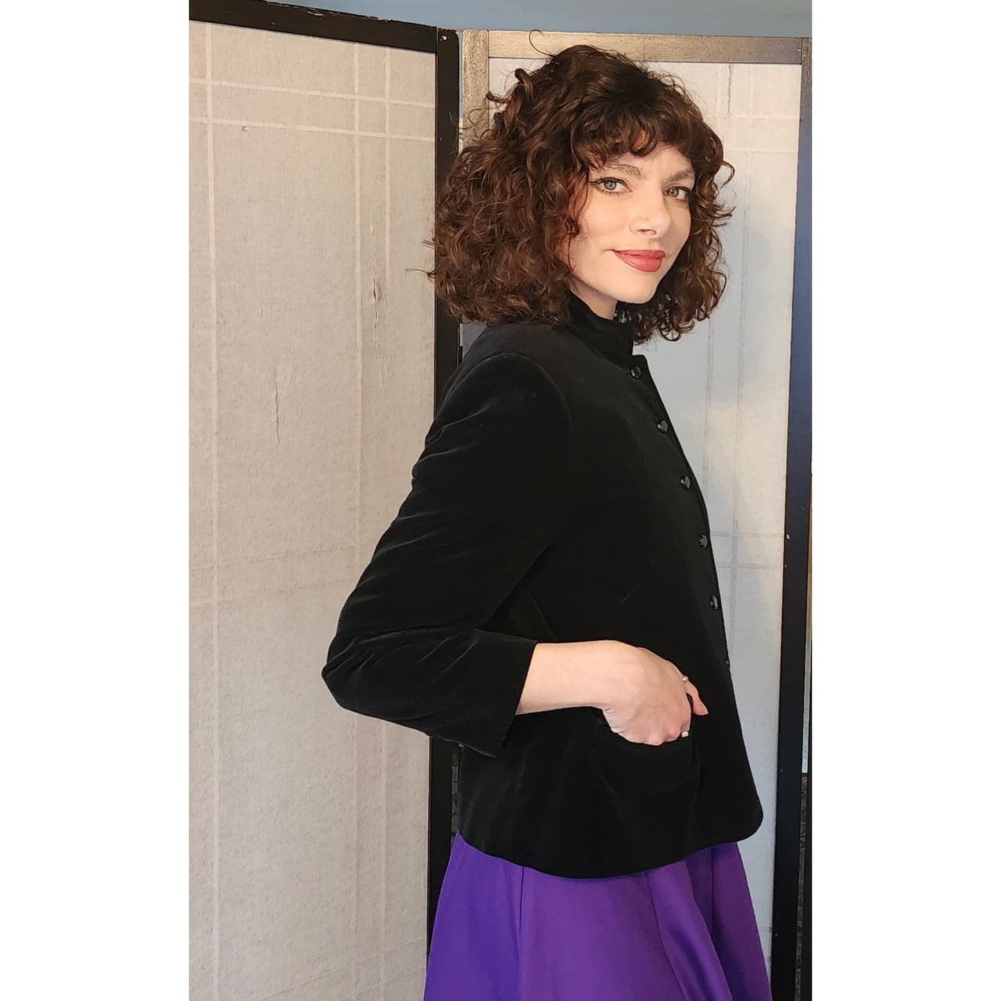 Vintage 80s Black Velvet Blazer by Field's