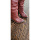 Vintage 1970s Knee Boots Brown Leather High Heels Circle S Size 7 Boho Style