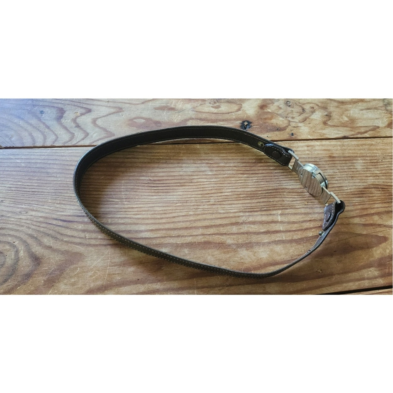 Vintage Archival TOM FORD Y2K Gucci GG Logo Belt Brown Leather Chrome Buckle