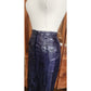 Vintage 1980s Krizia Pencil Skirt Purple Eel Skin Leather Snap Front Midi Small IT 40