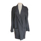 Vintage 80s Oversized Blazer Gray Pinstriped Long Jacket / L