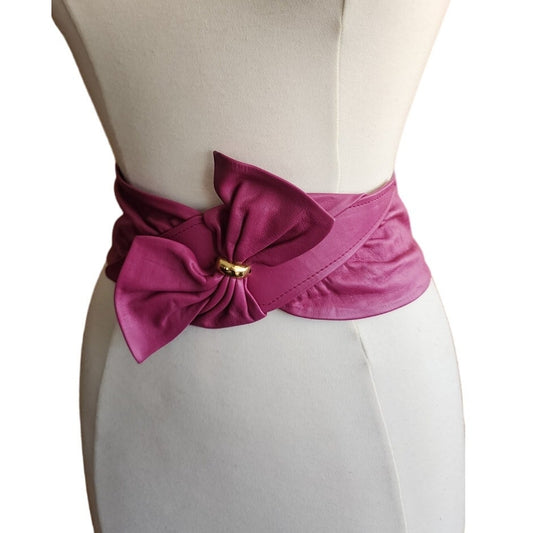 Vintage 80s Purple Leather Belt Bow Ginnie Johansen Dallas