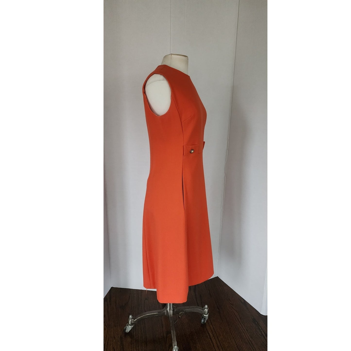 Vintage 60s Orange Dress Mod A Line Skirt / Medium