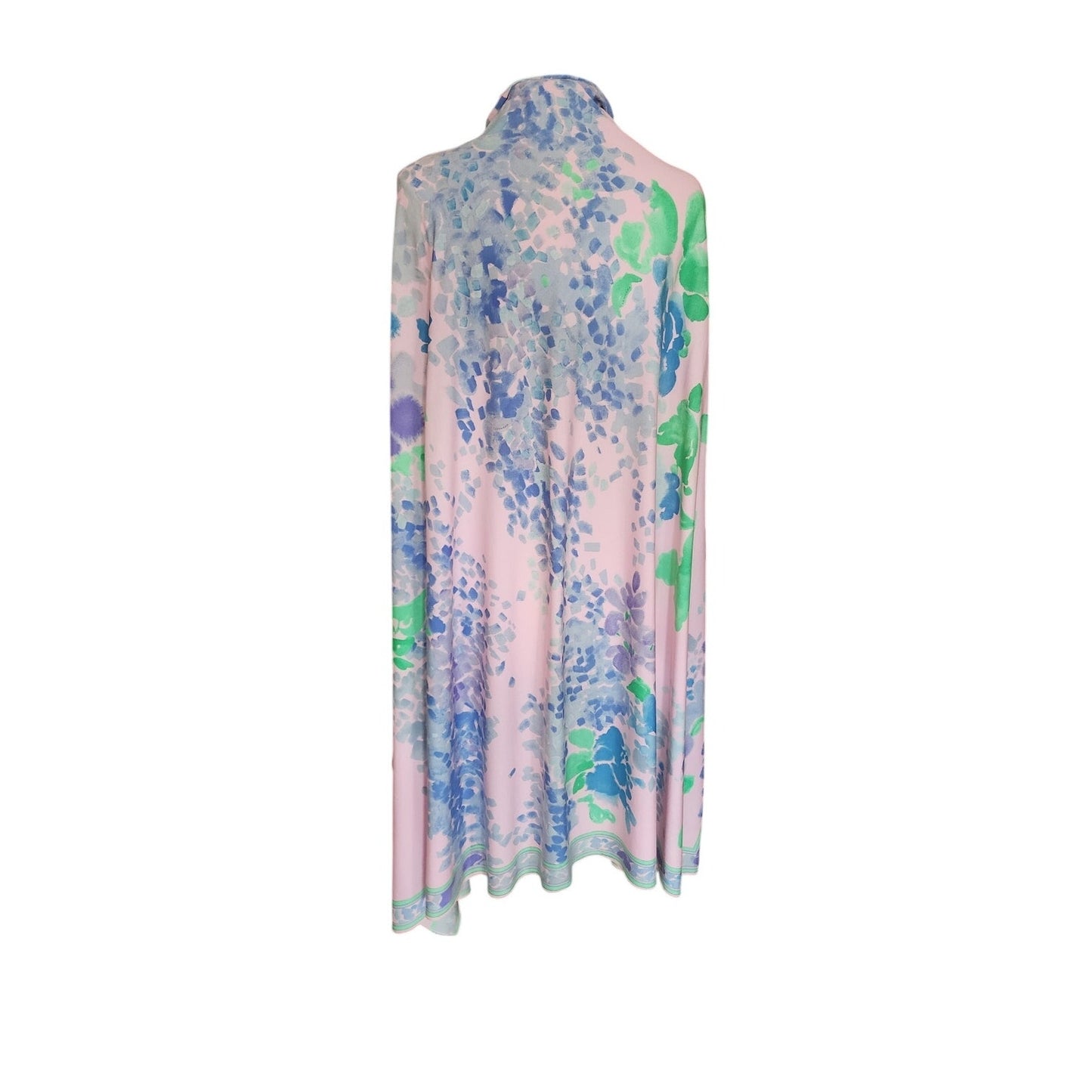 Vintage 70s LEONARD Silk Jersey Shawl Wrap Pastel Floral Print Impressionist