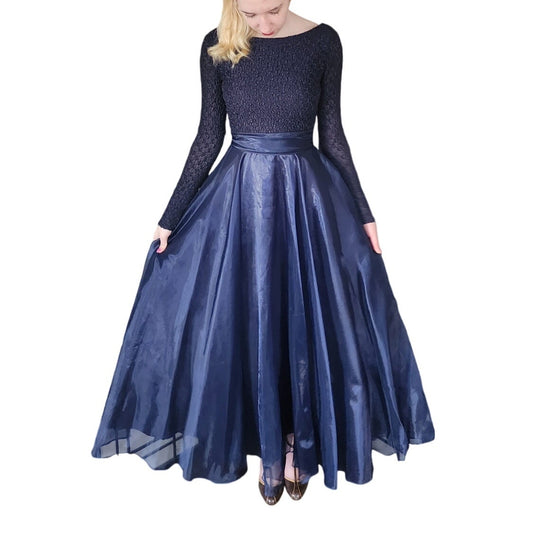 Vintage Navy Blue Evening Dress w/Organza Skirt JS Collections