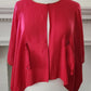 20s Red Silk Blouse Tunic w/Front Belt Sash