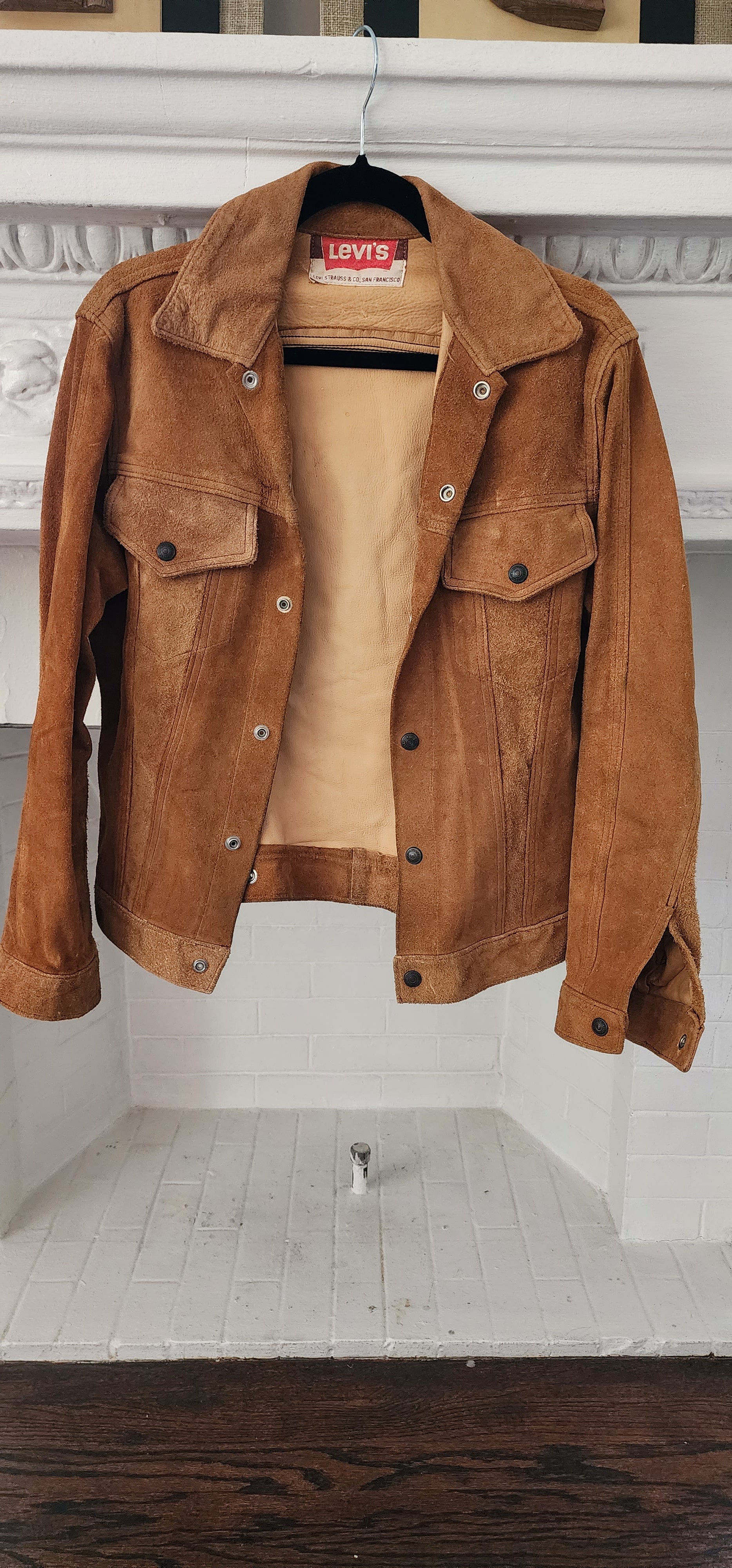 60s Levi's Big E Suede Leather Trucker Jacket Western Motorcycle