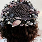 50s Silver Black Floral Crown Fascinator Headpiece Hat