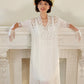 1910s 1920s White Cotton Tea Dress Sash Belt Button Down Front