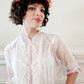 Edwardian Dress Subtle Floral Print w/ Pink Trim S