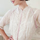 Edwardian Dress Subtle Floral Print w/ Pink Trim S