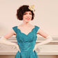 50s Aqua Blue Silk Ribbon Party Dress by Smart Miss / S