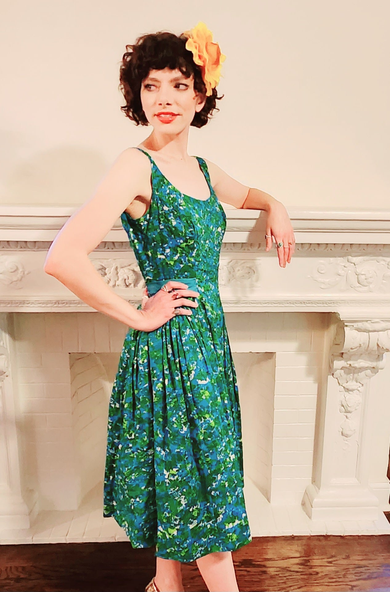 50s dress green 1950s inspired sparkle swing dress in emerald green