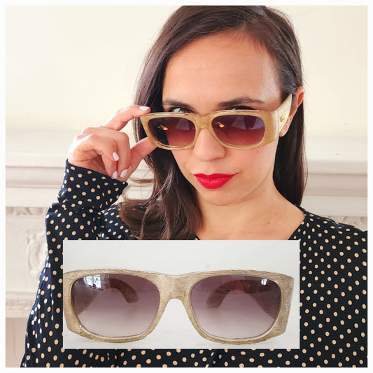 90s Beige EMANUALLE KHANH Sunglasses Rectangular