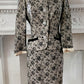 Retro 50s Style Skirt Suit Tracy Reese Black Lace Print M