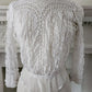 Edwardian White Blouse Crochet Lace High Neckline XS