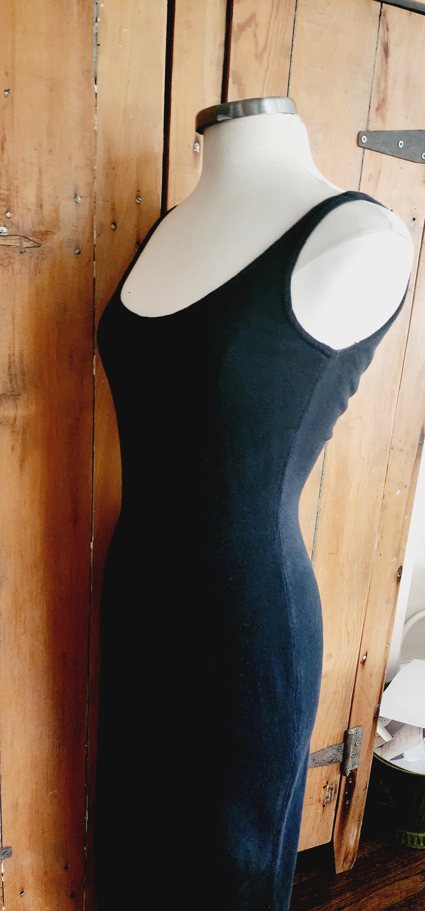 90s Isaac Mizrahi Dress Bodycon Long Black Sleeveless M