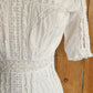 Edwardian Lingerie Dress White Cotton Crochet Lace XS