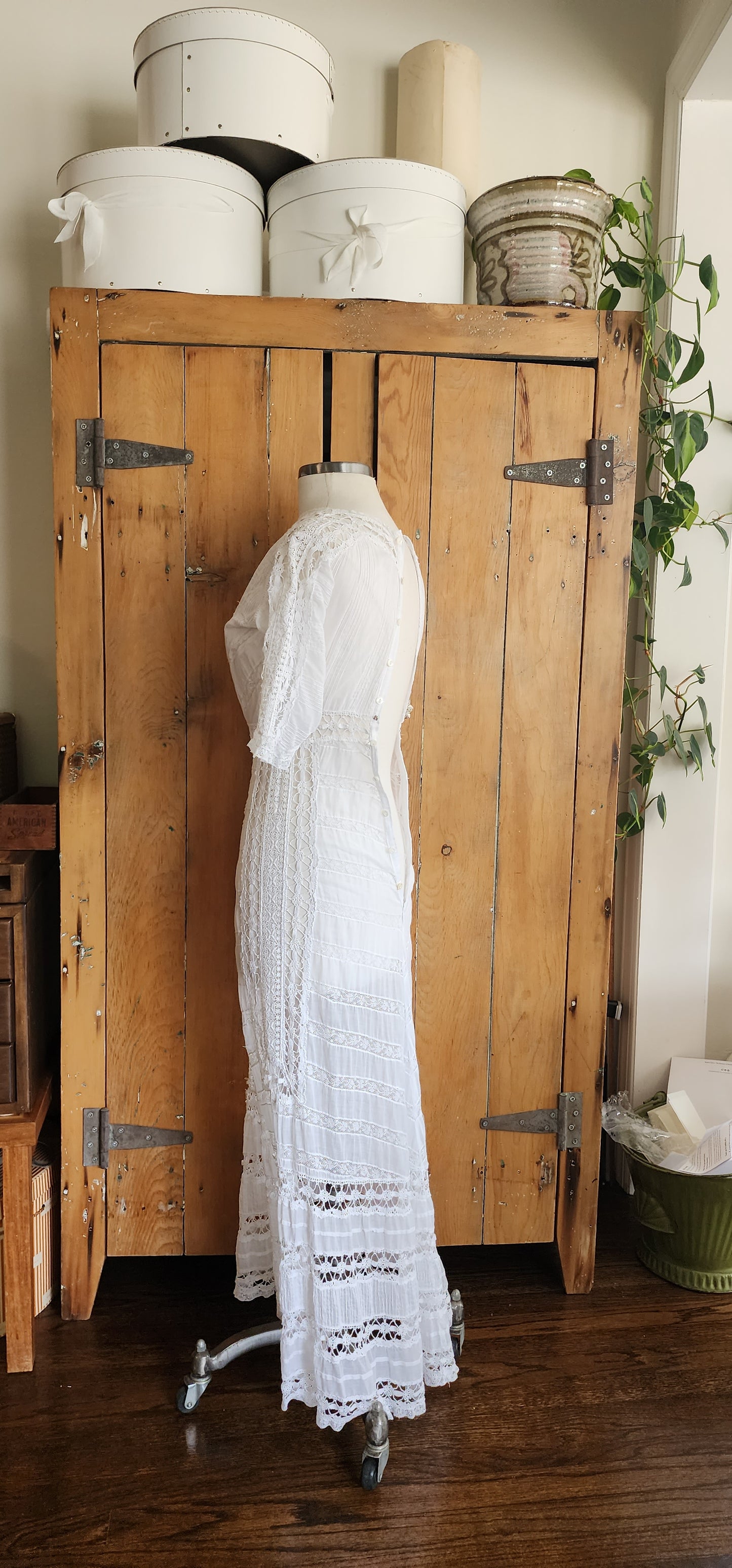 Edwardian Lingerie Dress White Cotton Crochet Lace XS