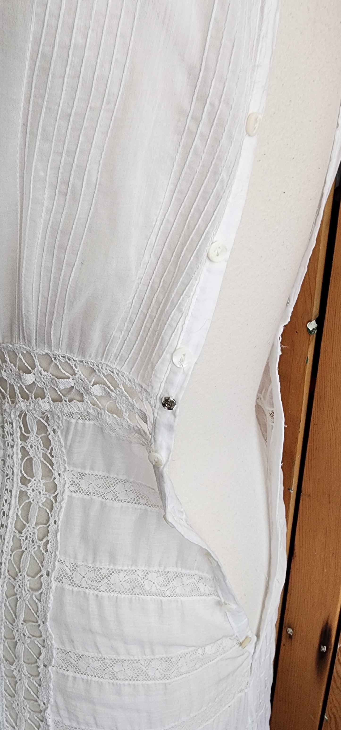 Edwardian Lingerie Dress White Cotton Crochet Lace XS