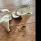 50s White Leather Party Shoes Heels Slingbacks O'Connor Goldberg Size 8