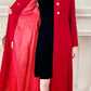 60s Red Velvet Evening Coat Rhinestone Buttons Bramson